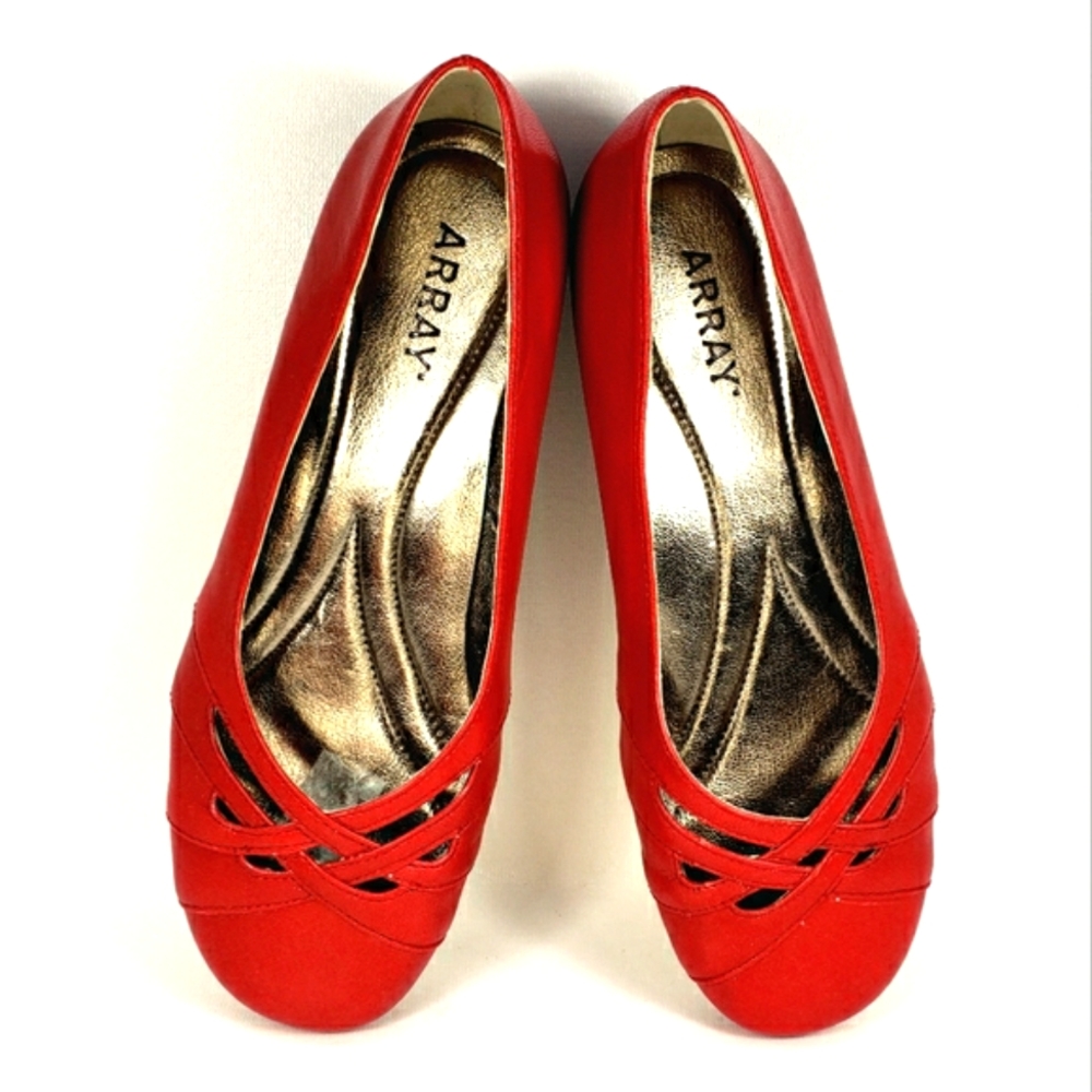 Array Red Leather, Slip On, Round Toe, Ballet Fla… - image 3